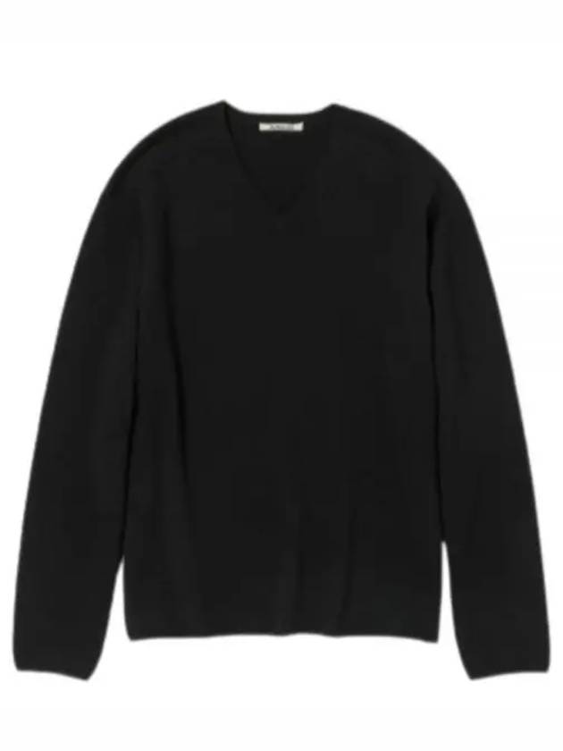 FELTED WOOL KNIT V NECK PO BLACK A23AP02SF - AURALEE - BALAAN 1