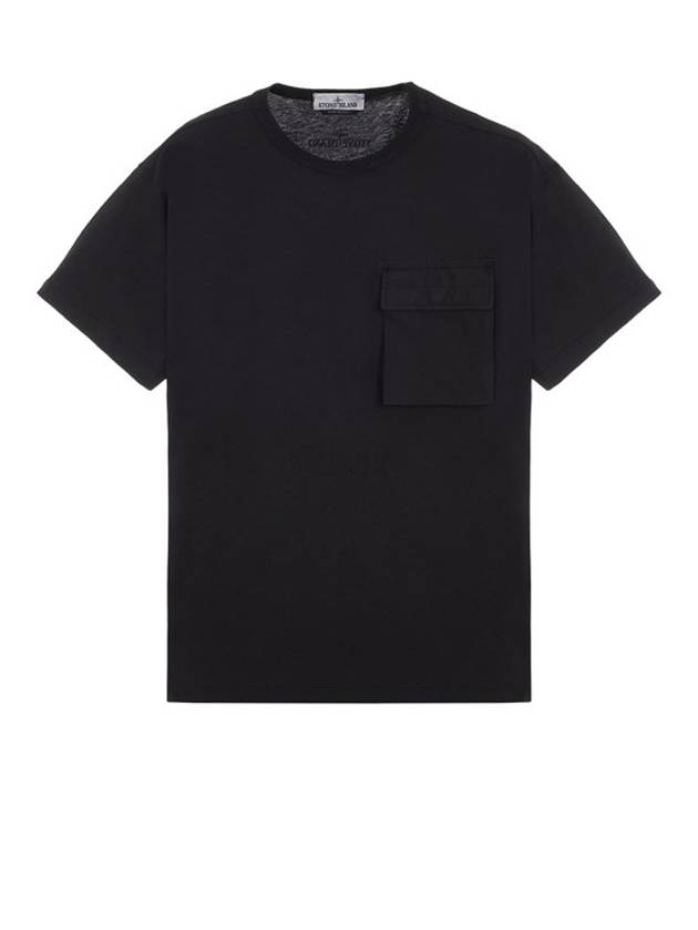 Back Logo Organic Cotton Short Sleeve T Shirt Black - STONE ISLAND - BALAAN 1