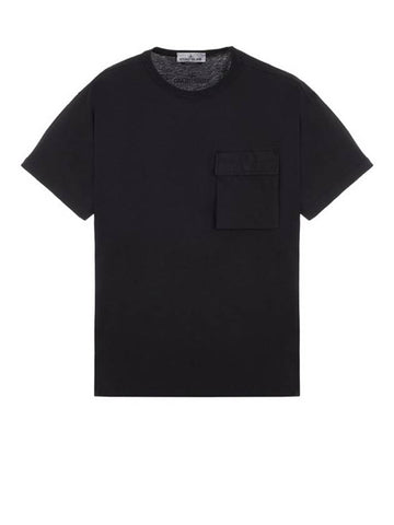 Back Logo Organic Cotton Short Sleeve T Shirt Black - STONE ISLAND - BALAAN 1