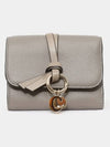 Alphabet Grain Leather Flap Small Half Wallet Grey - CHLOE - BALAAN 4