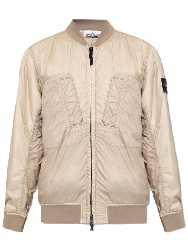 Logo Patch Bomber Jacket Beige - STONE ISLAND - BALAAN 2