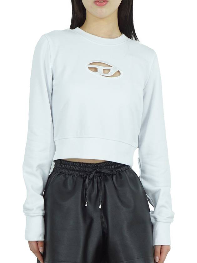 F Slimmy Cutout Logo Crop Sweatshirt White - DIESEL - BALAAN 3