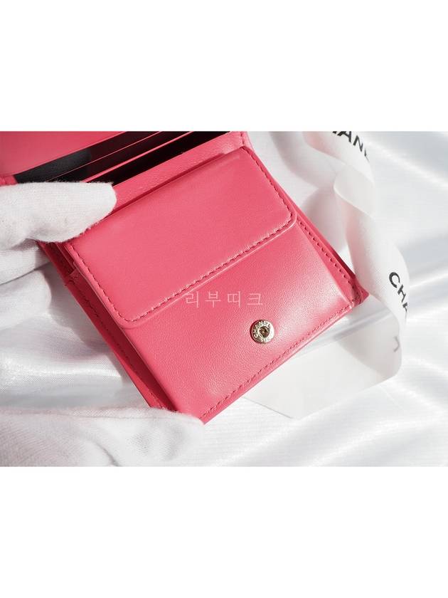 Classic Caviar CC Logo Card Half Wallet Pink Siamese Bone AP3178 - CHANEL - BALAAN 8