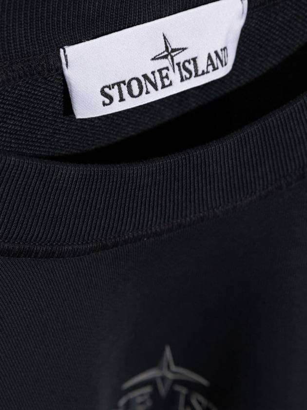 Cotton Fleece Crew Neck Sweatshirt Navy - STONE ISLAND - BALAAN 6