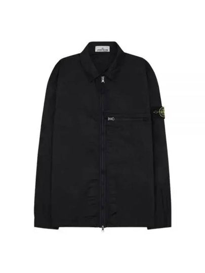 Men's Wappen Patch Overshirt Zip-up Jacket Black - STONE ISLAND - BALAAN 2