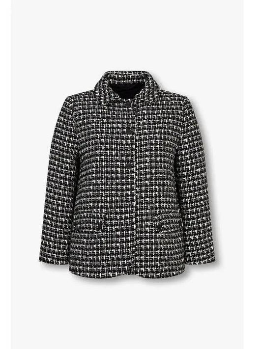 Women s Collared Easy Tweed Jacket Black - HERNO - BALAAN 1