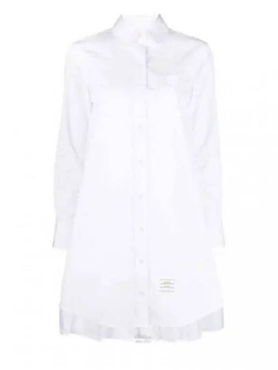 Solid Poplin Pleated Back Shirt Mini Dress White - THOM BROWNE - BALAAN 2