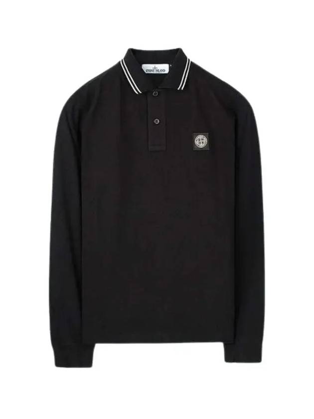 Men's Logo Patch Cotton Polo Shirt Black - STONE ISLAND - BALAAN 4