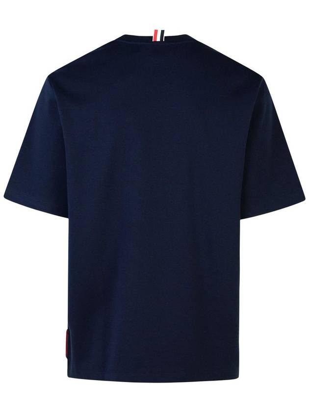 Cotton Oversized Pocket Short Sleeve T-Shirt Navy - THOM BROWNE - BALAAN 4