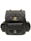 Duma Caviar Backpack Three Pocket Small Black Champagne Gold AS4399 - CHANEL - BALAAN 4