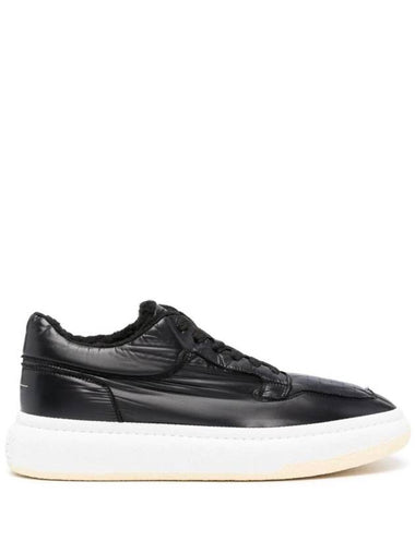 Shearling Lining Patent Leather Low Top Sneakers Black - MAISON MARGIELA - BALAAN 1