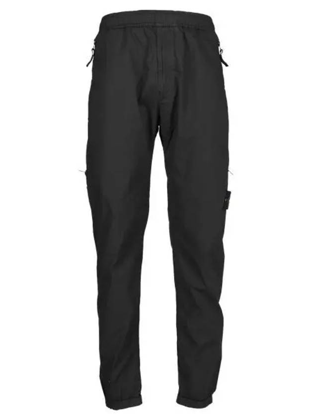 Logo Patch Tapered Cotton Track Pants Black - STONE ISLAND - BALAAN 2