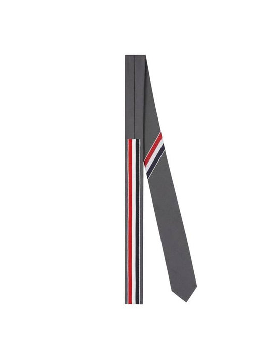 Men's Grosgrain Stripe Tie Dark Grey - THOM BROWNE - BALAAN 1