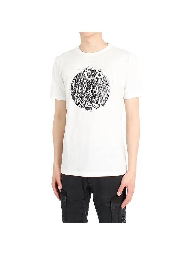 Logo Print Round Short Sleeve T-Shirt White - CP COMPANY - BALAAN 1