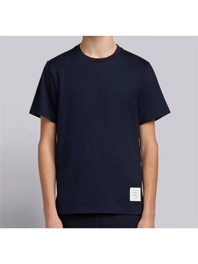 Men's Side Slit Relaxed Short Sleeve T-Shirt Navy - THOM BROWNE - BALAAN 3