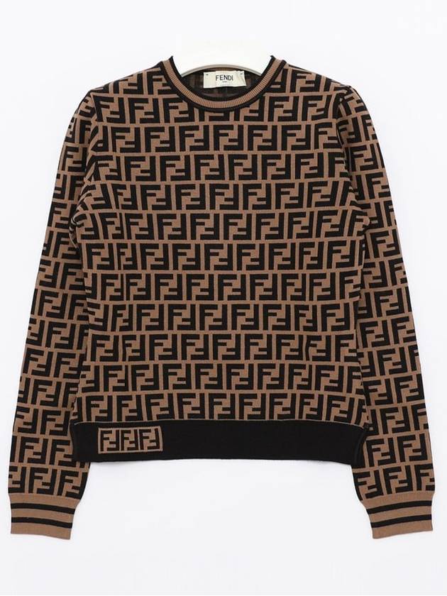 FF Logo Knit Top Brown - FENDI - BALAAN 2