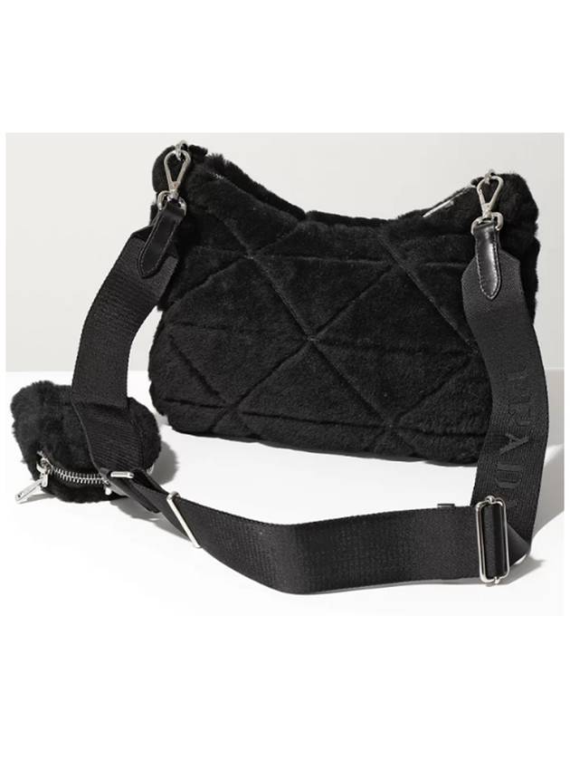 Triangle Logo Shearling Shoulder Bag Black - PRADA - BALAAN 3