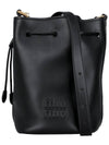 Logo Leather Bucket Bag Black - MIU MIU - BALAAN 3