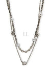 Pearl Skull Chain Necklace Silver - ALEXANDER MCQUEEN - BALAAN 2