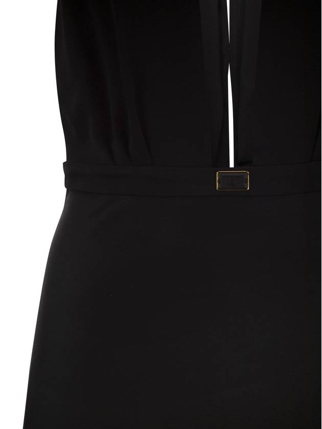 Satin midi dress with asymmetric skirt - ELISABETTA FRANCHI - BALAAN 4