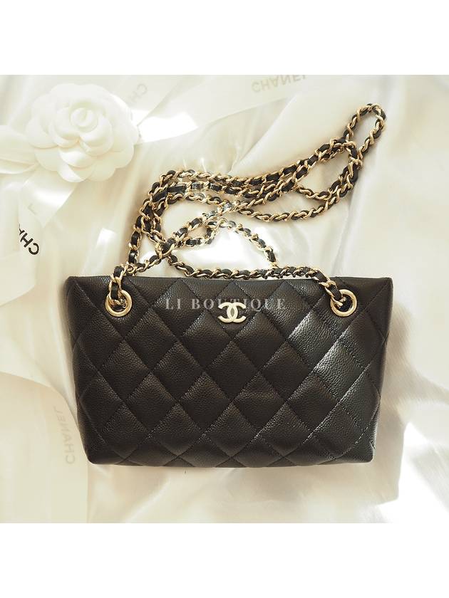 25 NEW Caviar Chain Mini Bag Black Gold AP4423 - CHANEL - BALAAN 10