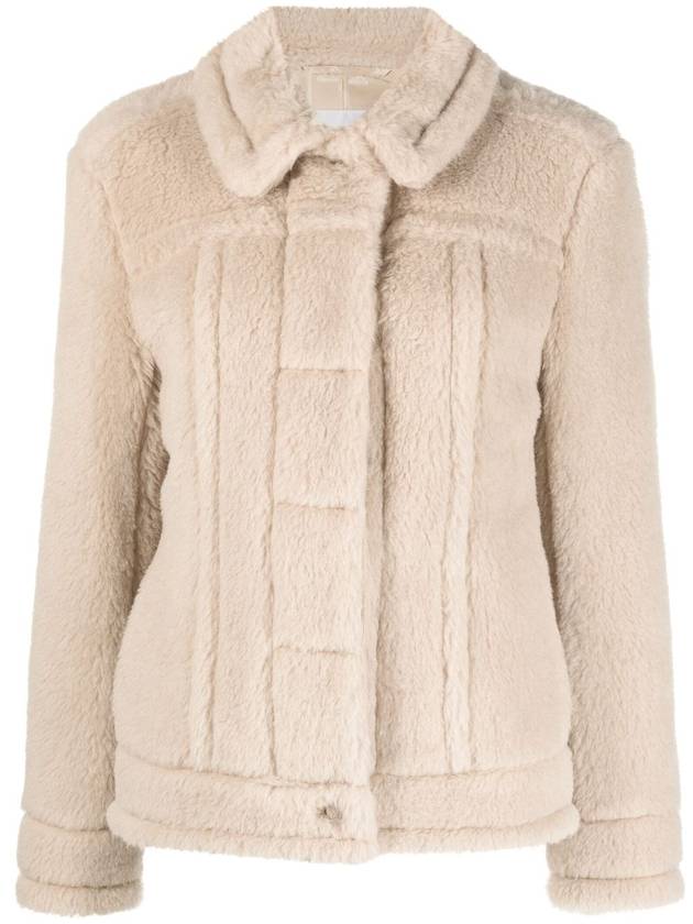 Tedino Short Shearling Coat Beige - MAX MARA - BALAAN 1