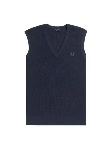 Fred Perry Waffle Stitch Vest Navy - FRED PERRY - BALAAN 1