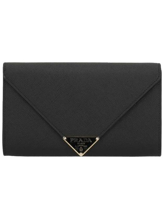 PRADA Saffiano Leather Envelope Clutch Black 1MF034 2CLQ F0002 - PRADA - BALAAN