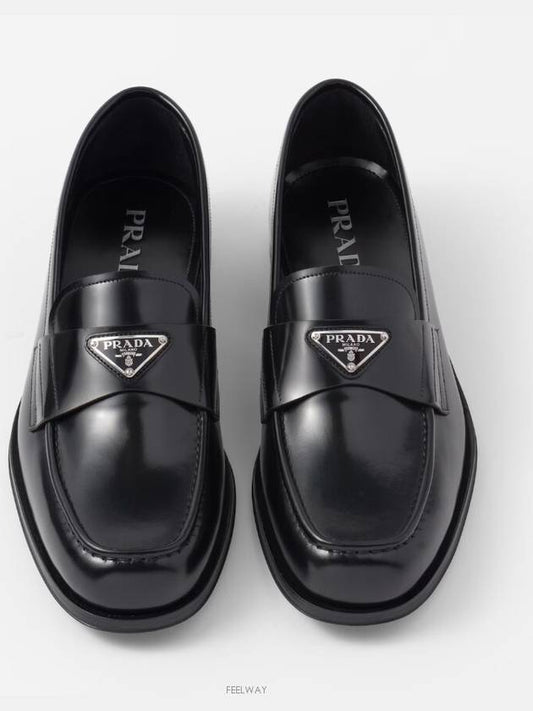 Brushed Leather Loafers Black - PRADA - BALAAN 2