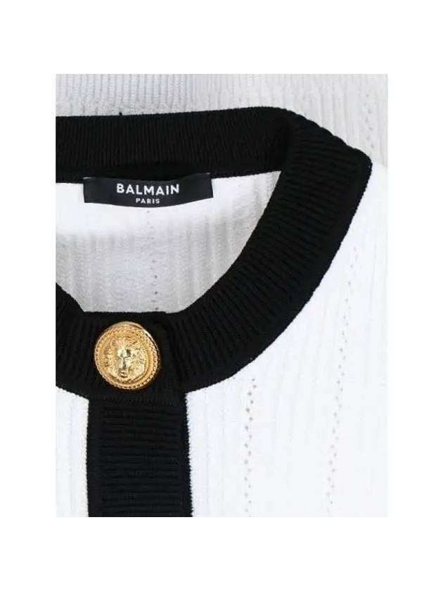 Women s Cardigan Openwork Knit Crop CF0KL047KG41 GAB - BALMAIN - BALAAN 3