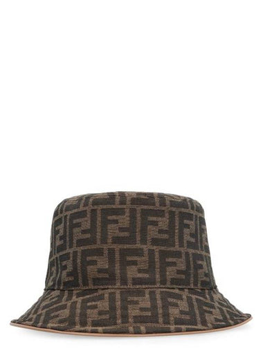 FF Logo Embroidery Cotton Bucket Hat Brown - FENDI - BALAAN 1