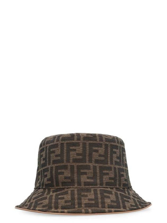 FF Logo Embroidery Cotton Bucket Hat Brown - FENDI - BALAAN 1