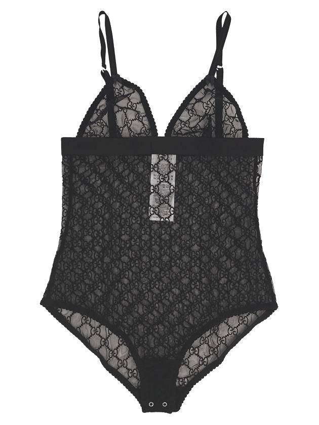 GG embroidered logo pattern bodysuit corset black - GUCCI - BALAAN 2