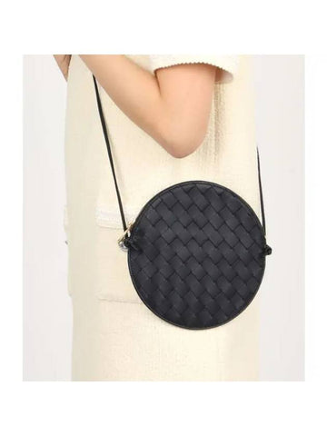 Intrecciato Round Bag Cross Bag Black - BOTTEGA VENETA - BALAAN 1