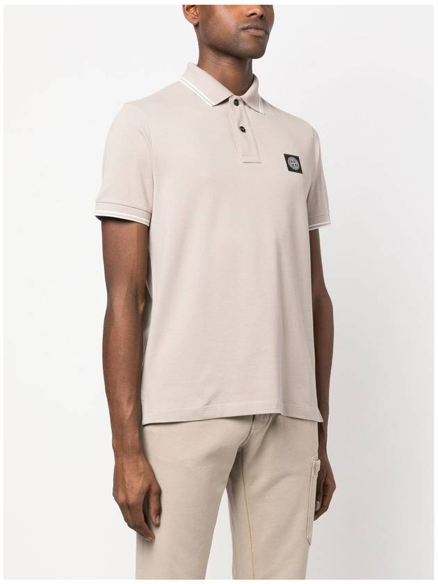 Stretch Cotton Pique Short Sleeve Polo Shirt Dove Grey - STONE ISLAND - BALAAN 3