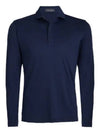 Men's Lightweight Fine Wool Polo Long Sleeve T-Shirt Navy - G/FORE - BALAAN 2