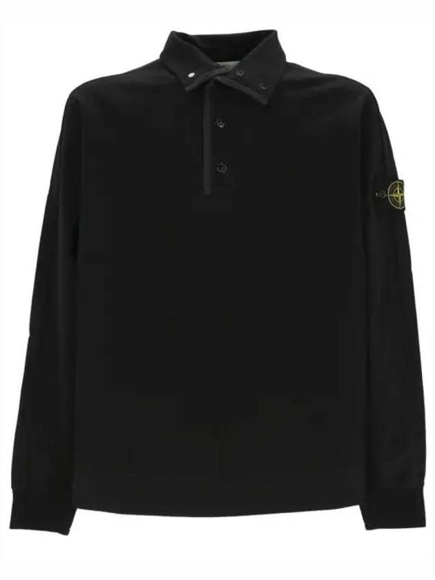 Compass Patch Cotton Fleece Polo Knit Top Navy - STONE ISLAND - BALAAN 2