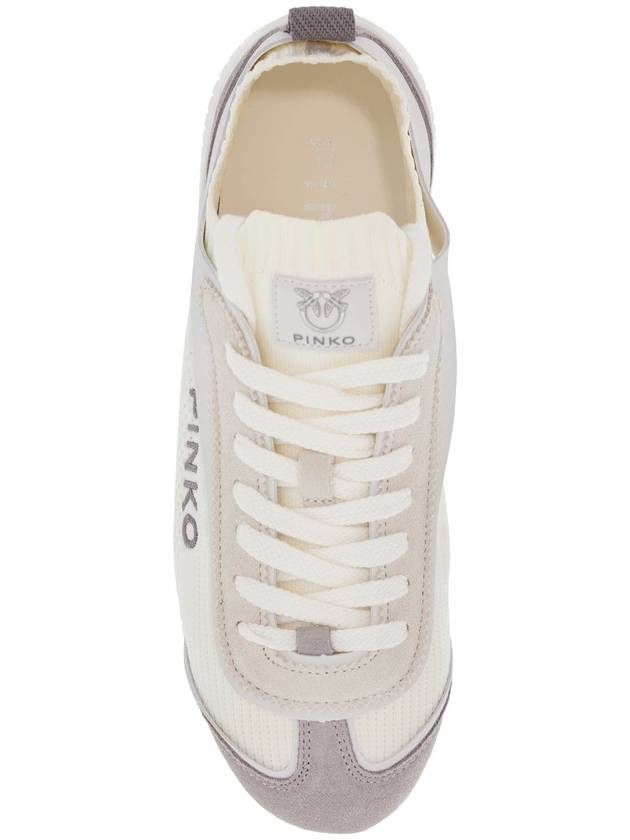 white latte knit fabric sneakers with light gray details - PINKO - BALAAN 2