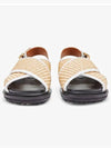 Leather Raffia Effect Fabric Fussbett Sandals Beige - MARNI - BALAAN 4