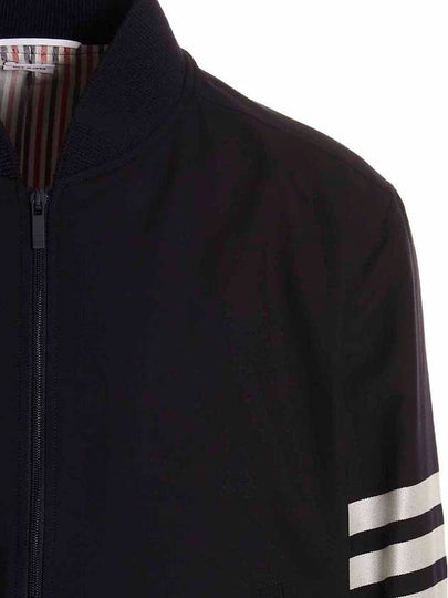 Diagonal Striped Knit Rib Blouson Bomber Jacket Navy - THOM BROWNE - BALAAN 2