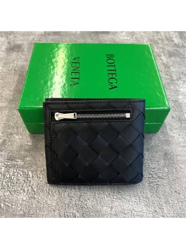 Intrecciato Leather Half Wallet Black - BOTTEGA VENETA - BALAAN 3