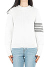 Women's 4 Bar Crew Neck Cotton Knit Top White - THOM BROWNE - BALAAN 2