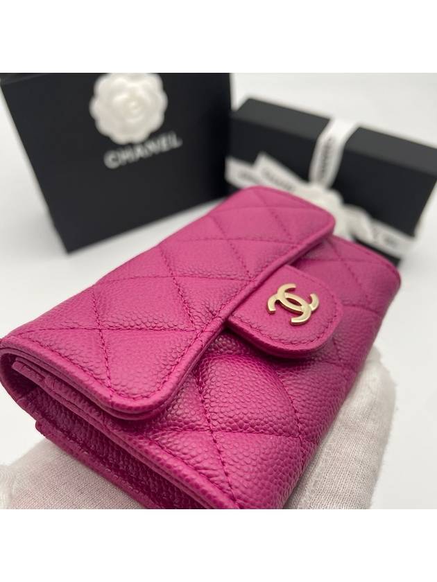 Classic snap card wallet caviar fuchsia pink gold plated AP0214 - CHANEL - BALAAN 10