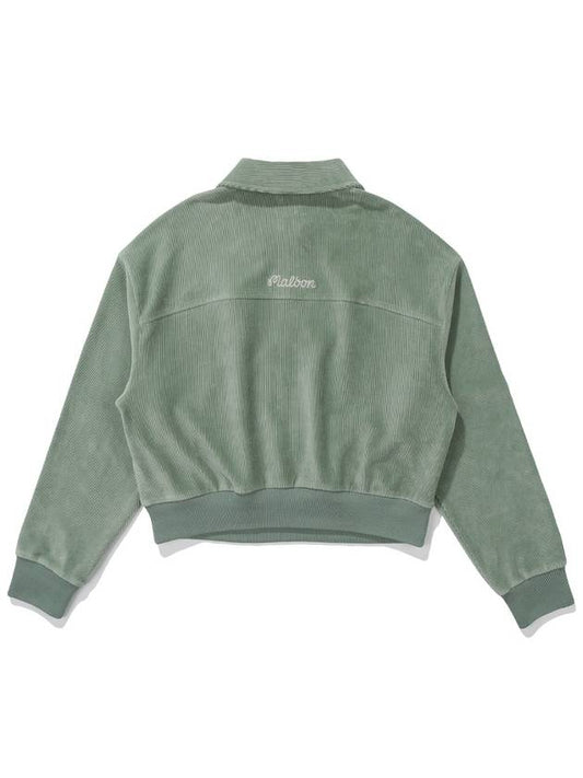 Corduroy half zip up DARK MINT WOMAN - MALBON GOLF - BALAAN 2