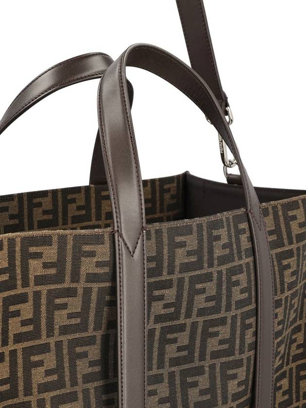 FF Jacquard Fabric Shopper Tote Bag Brown - FENDI - BALAAN 5