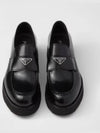 Triangle Logo Brushed Leather Loafers Black - PRADA - BALAAN 2