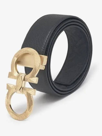 Gancini Buckle Calfskin Belt Black - SALVATORE FERRAGAMO - BALAAN 2