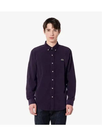 Men s Corduroy Solid Shirt Deep Purple - LACOSTE - BALAAN 1