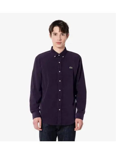 Men s Corduroy Solid Shirt Deep Purple - LACOSTE - BALAAN 1