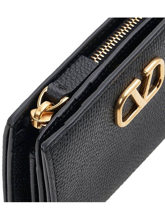 V Logo Folding Half Wallet Black - VALENTINO - BALAAN 8